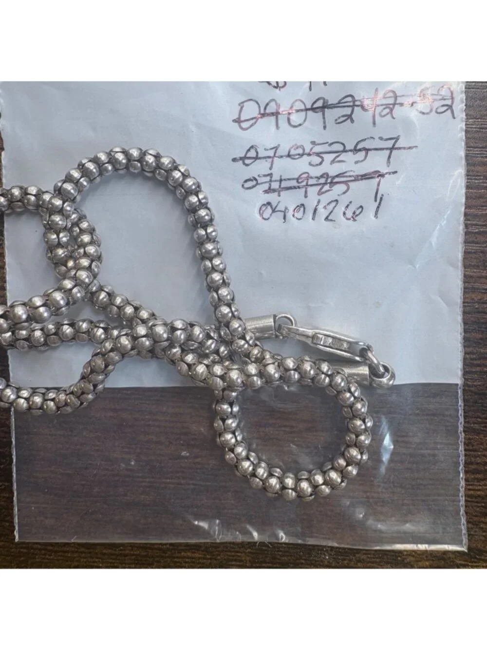 Popcorn Chain Necklace Lobster Clasp Sterling Silver 925 Size 16